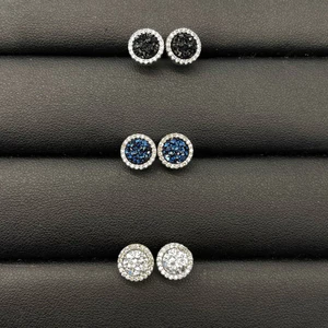 Bông tai nam nữ nụ đá tấm thiết kế 3 màu size 9.5mm đeo sát tai