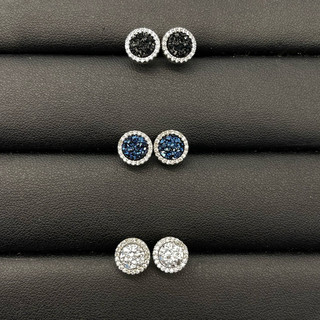 Bông tai nam nữ nụ đá tấm thiết kế 3 màu size 9.5mm đeo sát tai