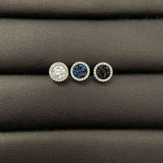 Bông tai nam nữ nụ đá tấm thiết kế 3 màu size 9.5mm đeo sát tai