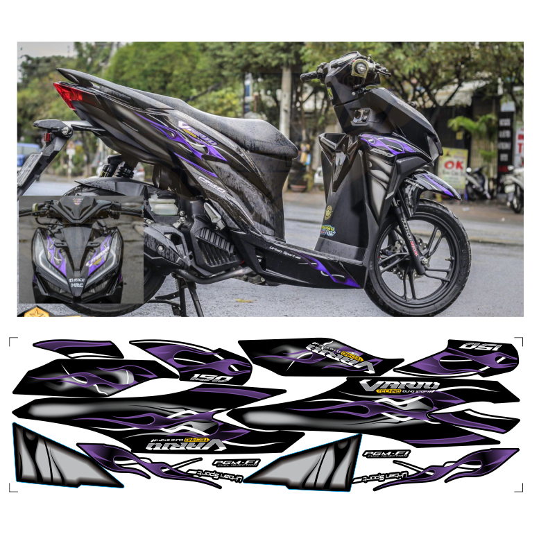 Tem rời VARIO 150 cao cấp chất liệu in 3 lớp PPF chống nước không phai màu.
