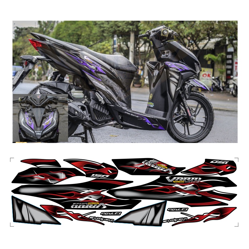 Tem rời VARIO 150 cao cấp chất liệu in 3 lớp PPF chống nước không phai màu.