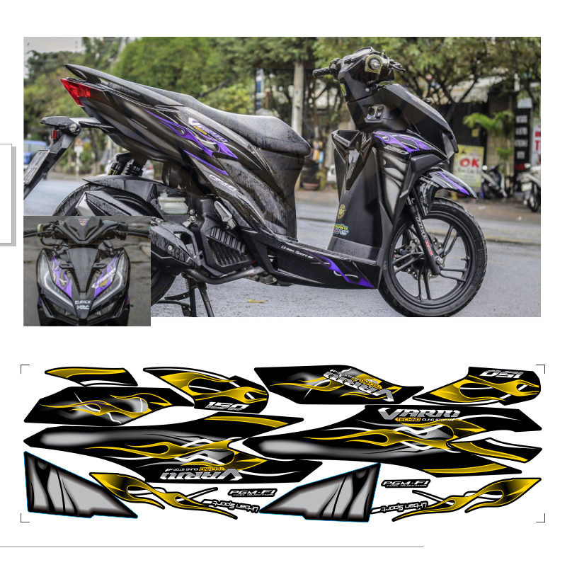 Tem rời VARIO 150 cao cấp chất liệu in 3 lớp PPF chống nước không phai màu.