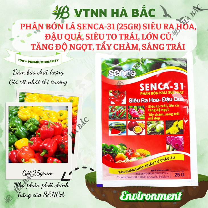 Phân bón lá SENCA-31 Kali Sulphat (25gram) siêu ra hoa, đậu quả, siêu to trái, lớn củ, tăng độ ngọt