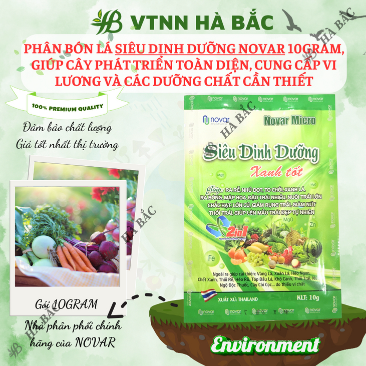 Phân bón lá siêu dinh dưỡng Novar Micro (10gram), giúp cây phát triển toàn diện, cung cấp vi lương và các dưỡng chất