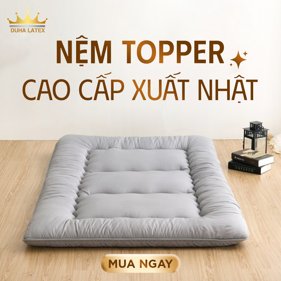 Topper nệm Xuất nhật cao cấp vải Cotton mềm mịn thoáng mát, trải sàn ...