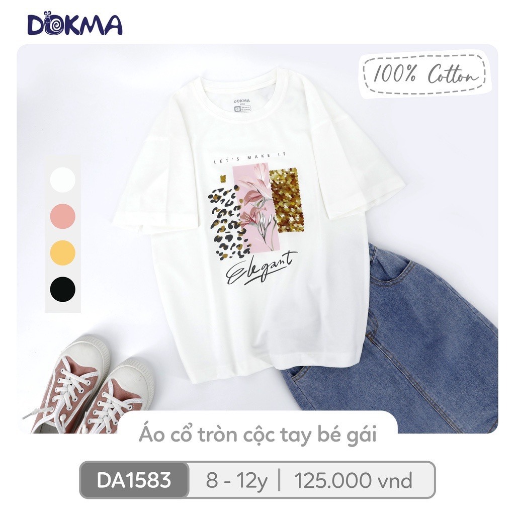 (25-42kg, 8-12Y) Áo Cotton Cộc Tay Dokma Bé Gái DA1583 DA2964