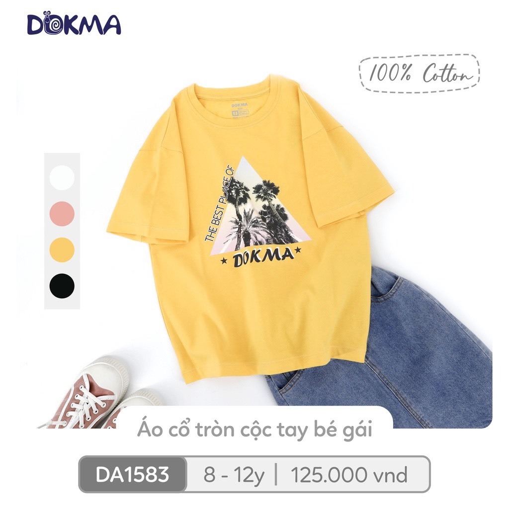 (25-42kg, 8-12Y) Áo Cotton Cộc Tay Dokma Bé Gái DA1583 DA2964