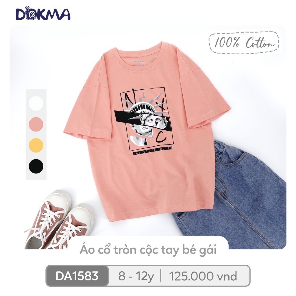 (25-42kg, 8-12Y) Áo Cotton Cộc Tay Dokma Bé Gái DA1583 DA2964
