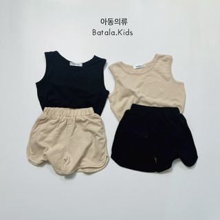 Bộ đồ mùa hè cho bé BATALA KIDS, Set quần áo cotton cho bé trai bé gái kiểu Hàn Quốc