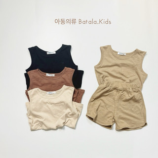 Bộ đồ mùa hè cho bé BATALA KIDS, Set quần áo cotton cho bé trai bé gái kiểu Hàn Quốc