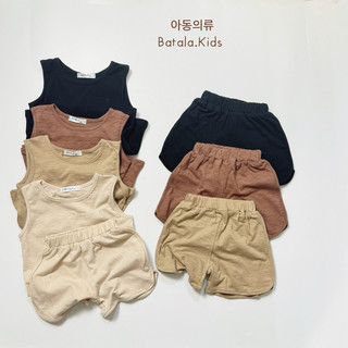 Bộ đồ mùa hè cho bé BATALA KIDS, Set quần áo cotton cho bé trai bé gái kiểu Hàn Quốc