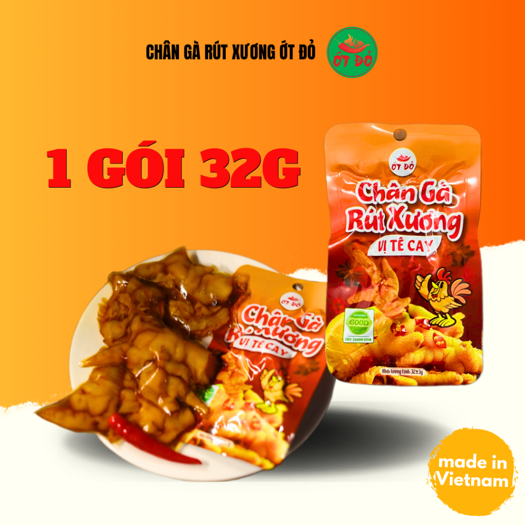 Chân Gà Rút Xương Ớt Đỏ Vị Tê Cay 32g Giòn Dai Cay Cay Thơm Ngon ...