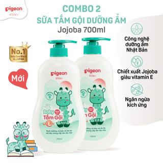 Combo 2 sữa tắm gội Pigeon 700ml dưỡng ẩm dịu nhẹ cho bé sơ sinh mềm mại an toàn cho da chính hãng