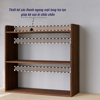 Kệ Sách Gỗ 2 Tầng Đa Năng FB22 FIVO Màu Gỗ Và Walnut, Thiết Kế Hiện Đại, Decor Bàn Học, Bàn Làm Việc Gọn Gàng
