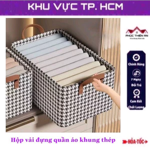 Hộp vải khung thép đựng quần áo, chăn mền có tay cầm tiện dụng, siêu bền