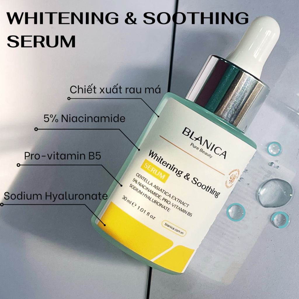 Ảnh Serum dưỡng trắng mờ thâm sạm da và cấp ẩm BLANICA Whitening & Soothing Serum 30ml 3