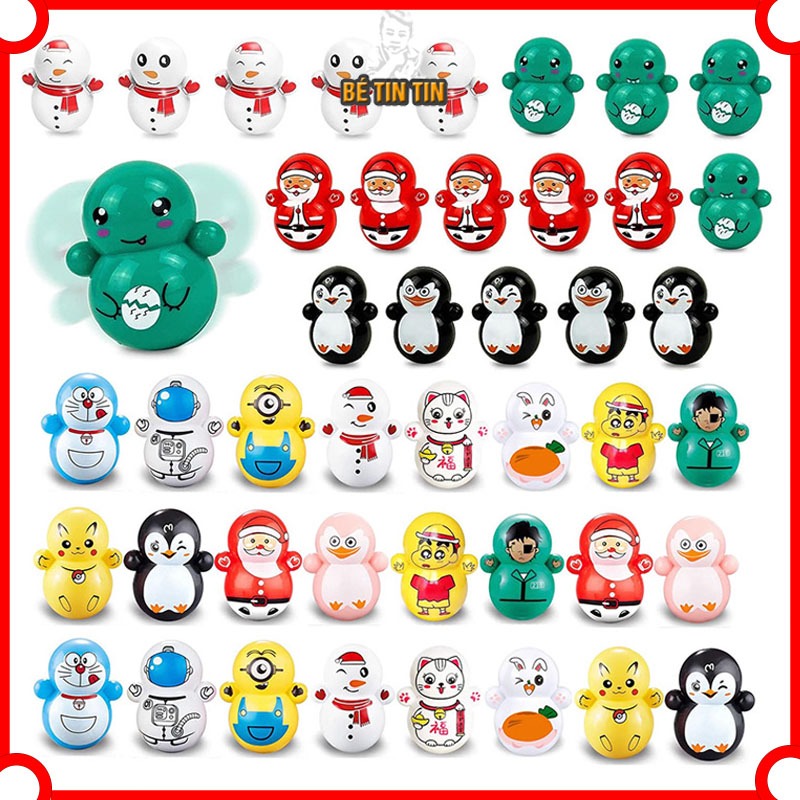 Combo Lật Đật Mini Phi Hành Gia Và Doremon Hello Kitty Ninja Squid Game Đồ Chơi Lật Đật Cho Bé.