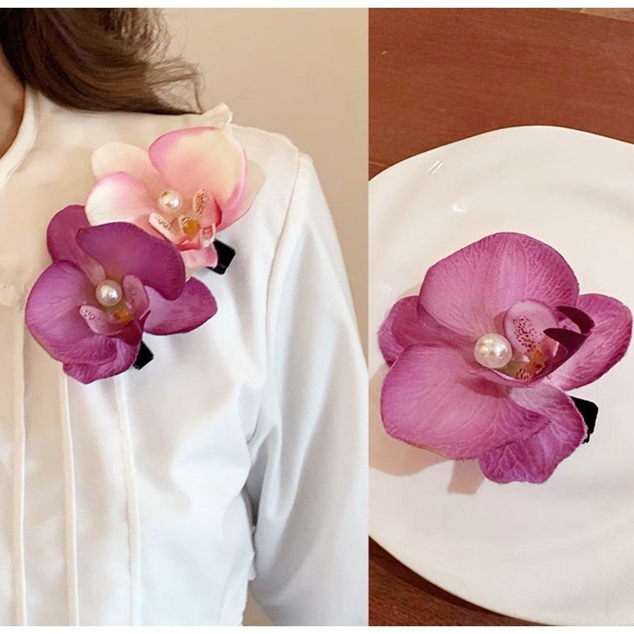 Product image Kẹp tóc mái hoa sứ hoa lan hoa hồng giá rẻ iLita cặp bấm hình hoa cho nữ đẹp vintage Hàn Quốc dễ thương hottrend 2024 3