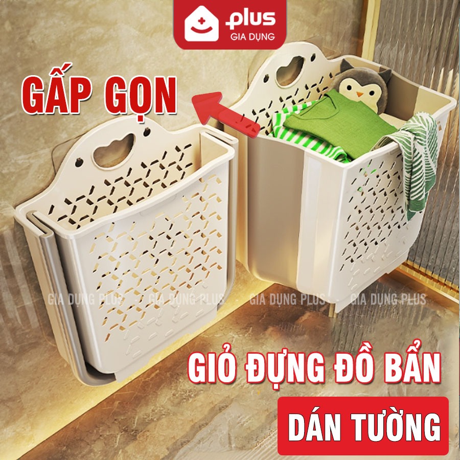 Giỏ Đựng Quần Áo Treo Tường Nhà Tắm Gấp Gọn LAZYDO Chất Liệu Nhựa Dẻo TPR Tặng Kèm Miếng Dán SQ-0150
