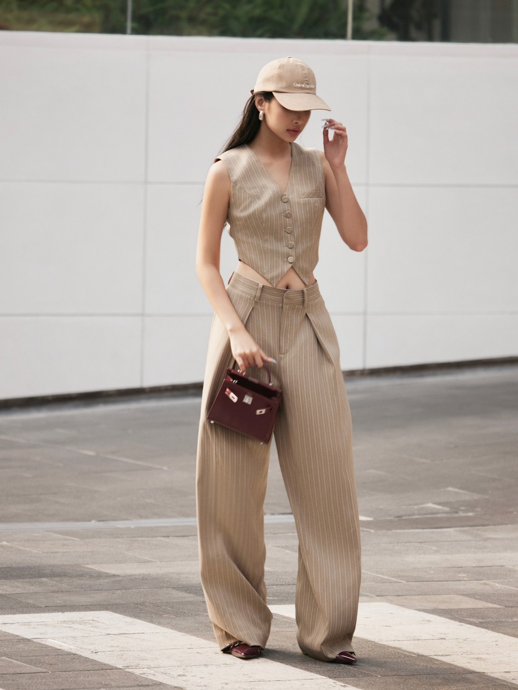 Ảnh Quần suông kẻ nâu có ly HUONG BOUTIQUE BSQ09 2
