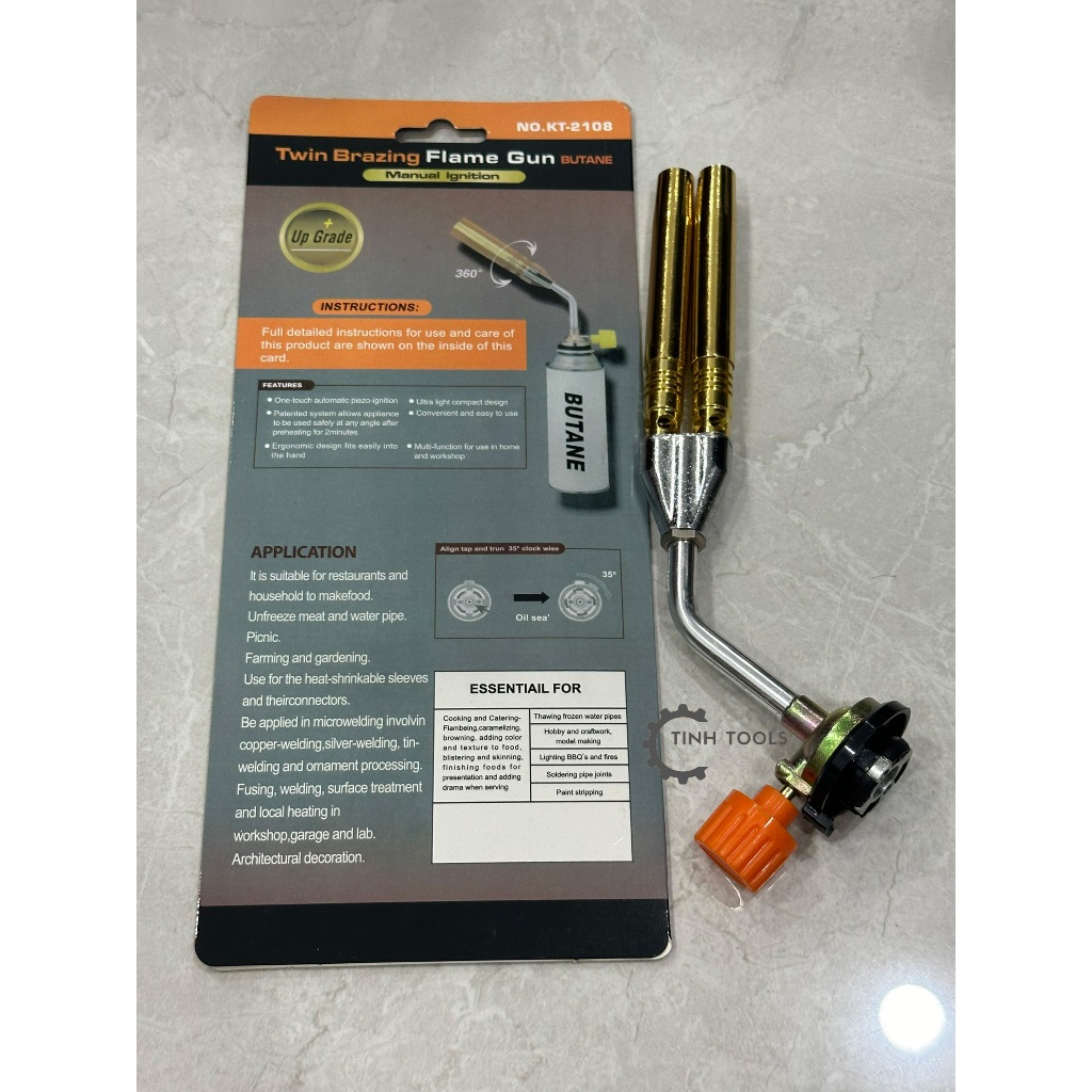 Khò Ga, Đèn Khò gas Twin Brazing No.KT-2108, Đèn Khò Hàn Đôi 2 Ống Đồng Tiện Dụng