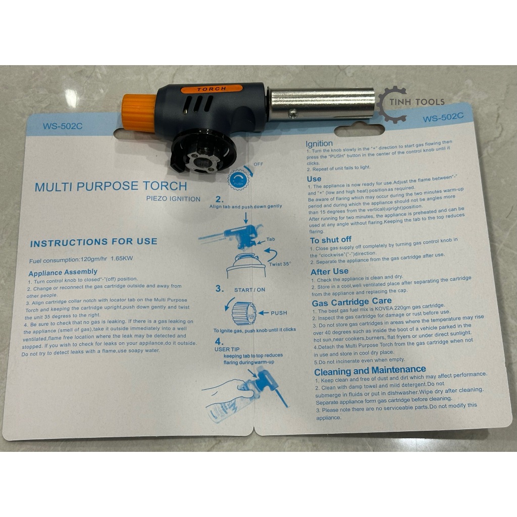 Đầu khò gas mini, Khò hàn, Súng Khò Lửa Tự Động Đánh Lửa Cầm Tay Multi PurposeTorch WS502C