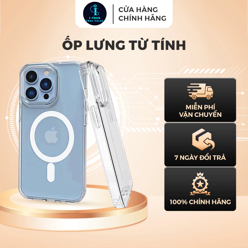 Ốp Lưng Từ Tính Trong Suốt Hỗ Trợ Sạc Không Dây Điện Thoại 7PLUS/8PLUS/X/XS/XR/XS MAX/11/12/13/14/15