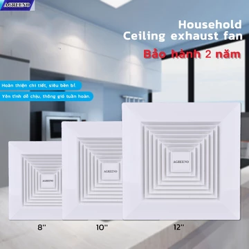 Quạt hút âm trần 220v AGREENO 8, 10, 12 inch (Tặng 1m ống hút) Quạt thông gió/Quạt hút mùi nhà vệ sinh /Bảo hành 2 năm..