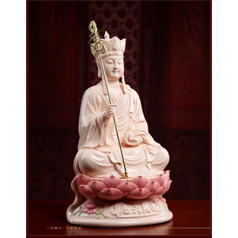 Bộ Tượng Tam Thánh Gốm Sứ Men Hồng Cao Cấp, Tượng Quan Thế Âm Bồ Tát, Tượng Phật A Di Đà, Tượng Đại Thế Chí