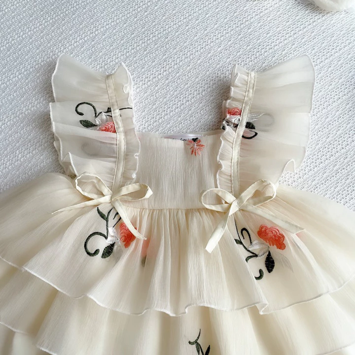 Sét Váy Lolita Kem Thêu NHÍM XÙ KIDS Cho Bé Gái Sơ Sinh, Đầy Tháng, Thôi Nôi V109