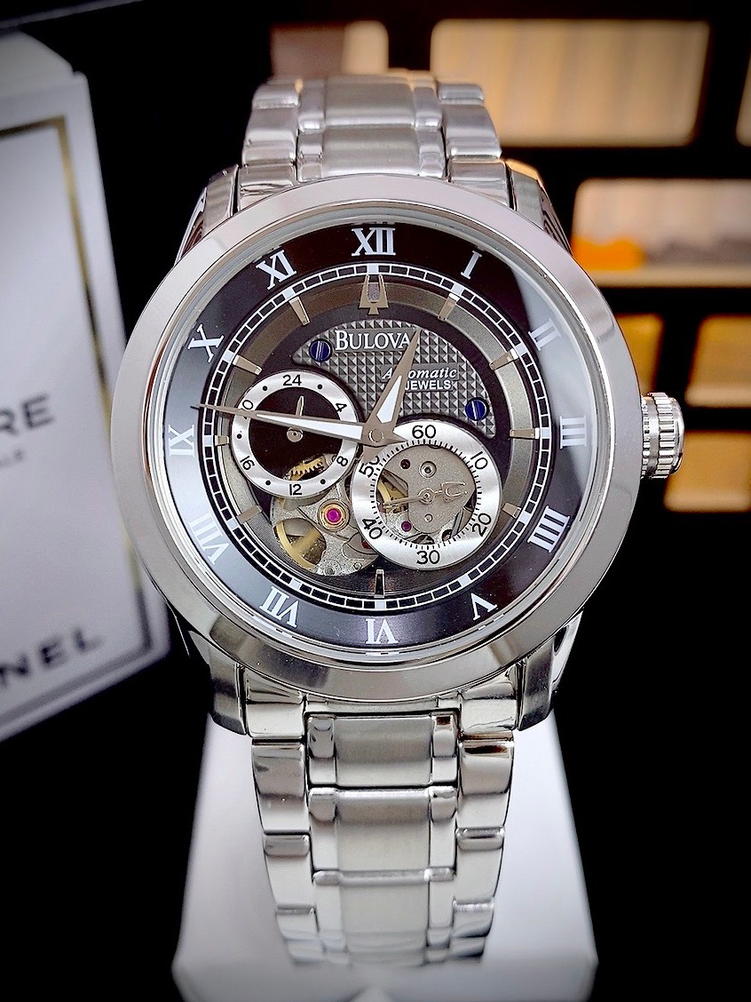 Đồng hồ nam Bulova 96A119 Men's BVA Automatic Silver Open Heart