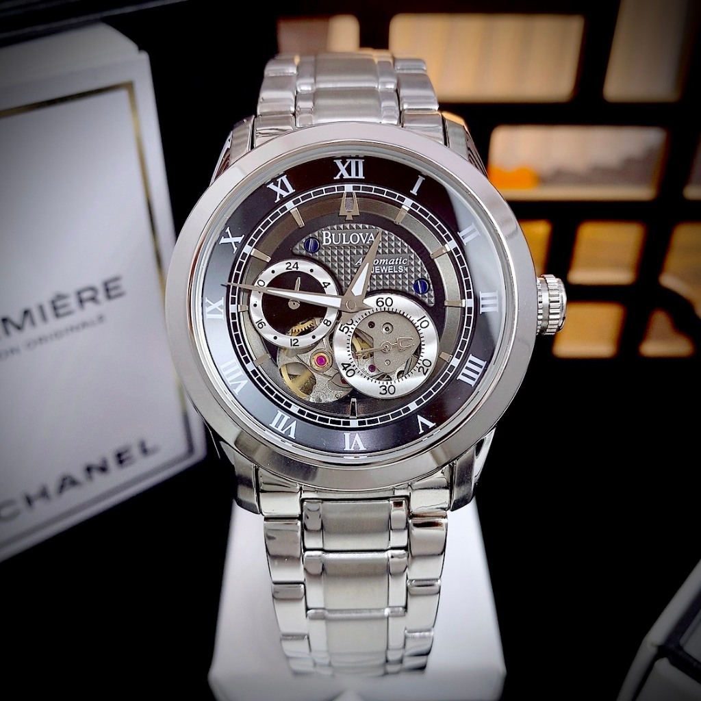 Đồng hồ nam Bulova 96A119 Men's BVA Automatic Silver Open Heart