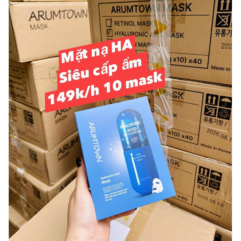 Combo 5-10 miếng Mặt nạ dưỡng da-ARUMTOWN HYALURONICACID MASK - hạn 2028 Hàn Quốc  IS404