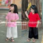 Bộ bà ba bé gái (7-45kg) chất gấm tay áo cộc, quần dài mềm mát dễ thương