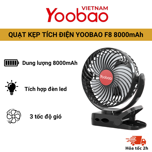 [8000mAh] Quạt kẹp tích điện 3in1 YOOBAO F8 dung lượng pin 8000mAh tích ...