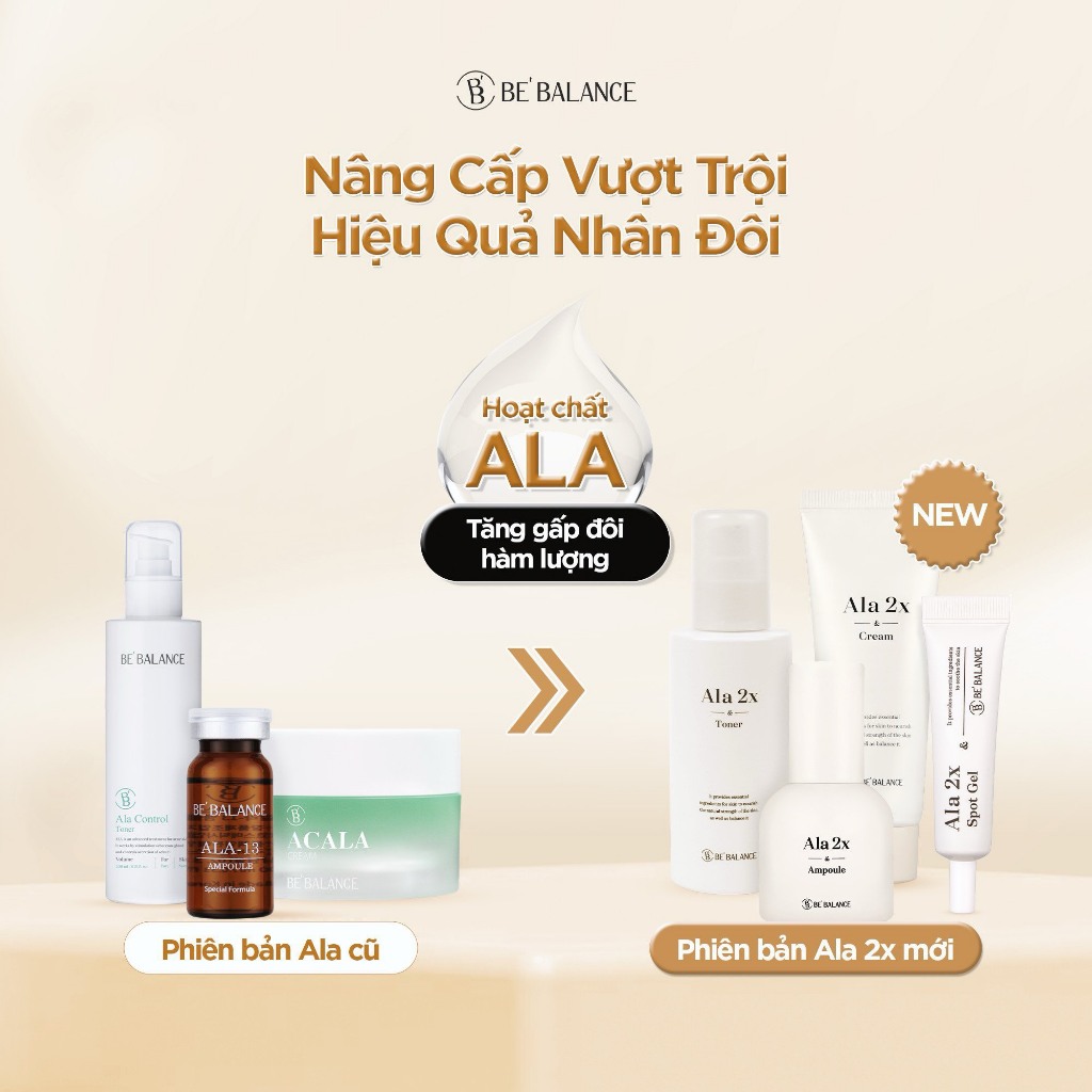 Bộ sản phẩm ALA 2X Be'Balance giúp ngăn ngừa mụn và kiểm soát bã nhờn