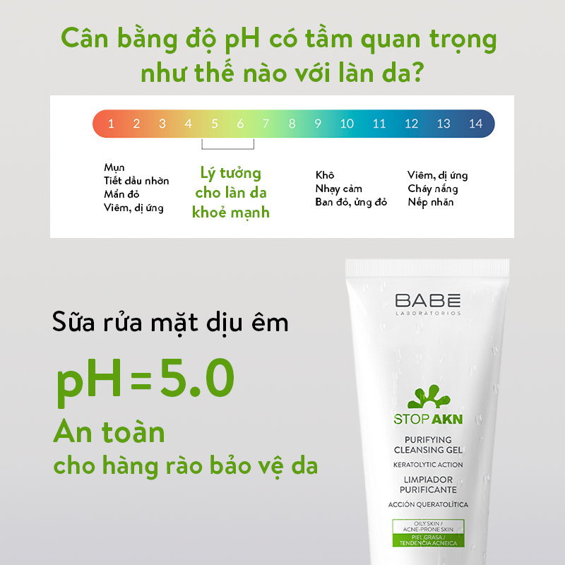 [BẢN MỚI] Sữa rửa mặt BABÉ da dầu mụn LABORATORIOS BABE STOP AKN PURIFYING CLEANSING 200ml