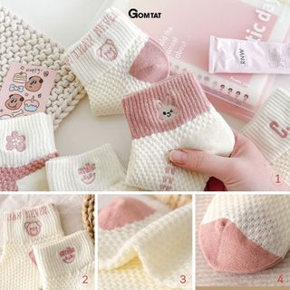 Combo 5 đôi tất vớ nữ cổ ngắn GOMTAT chất liệu cotton cao cấp, khử mùi êm chân, màu sắc siêu xinh - D16-A097