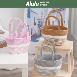 Túi Cói Đi Biển Vintage Kẻ Sọc Đẹp Cầm Tay Xinh Xắn Phong Cách Hàn Quốc Đi Chơi Du Lịch Alulu.store