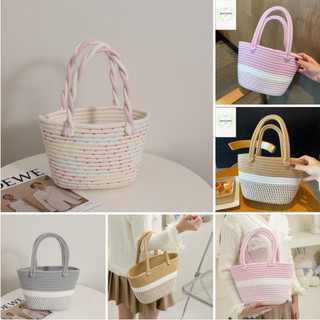 Túi Cói Đi Biển Vintage Kẻ Sọc Đẹp Cầm Tay Xinh Xắn Phong Cách Hàn Quốc Đi Chơi Du Lịch Alulu.store