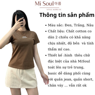 Áo Thun Babytee Thêu Ngực Style Korean, Áo Thun Cộc Tay Cổ Tròn Thêu Bigsize Misoul 279