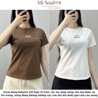 Áo Thun Babytee Thêu Ngực Style Korean, Áo Thun Cộc Tay Cổ Tròn Thêu Bigsize Misoul 279