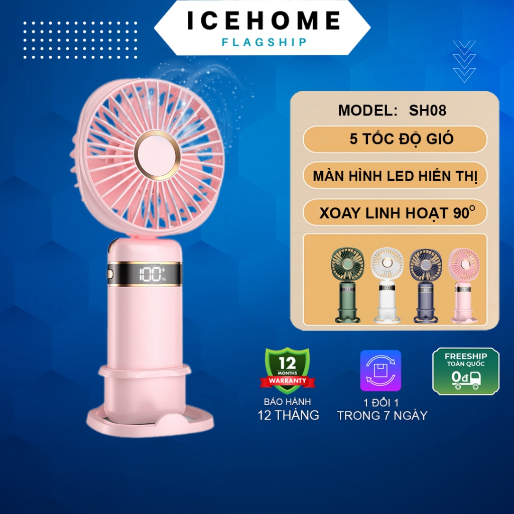 Quạt cầm tay mini tích điện icehome icaros SH08 quạt cầm tay du lịch 5 ...
