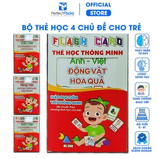 Thẻ học thông minh, FlashCard, Bảng chữ cái. Bộ 4 chủ đề cho bé từ 1-5 tuổi.