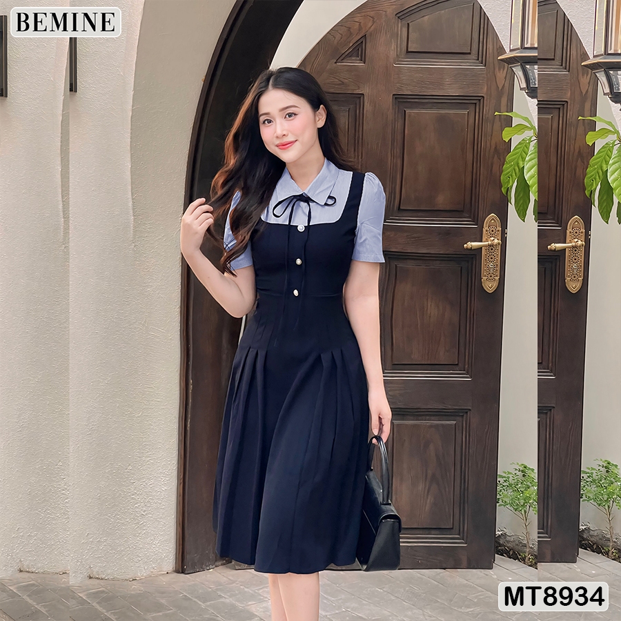 Ảnh Đầm thiết kế phối cổ sơ mi tùng xếp ly BEMINE MT8934 2