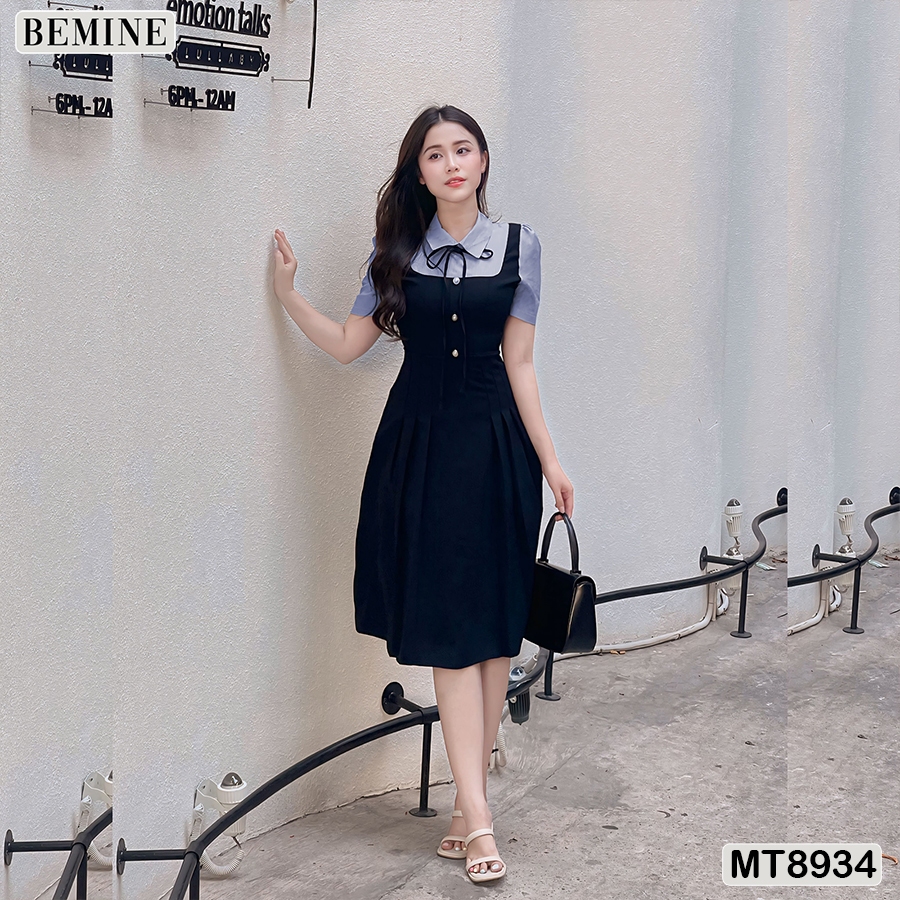 Ảnh Đầm thiết kế phối cổ sơ mi tùng xếp ly BEMINE MT8934 1