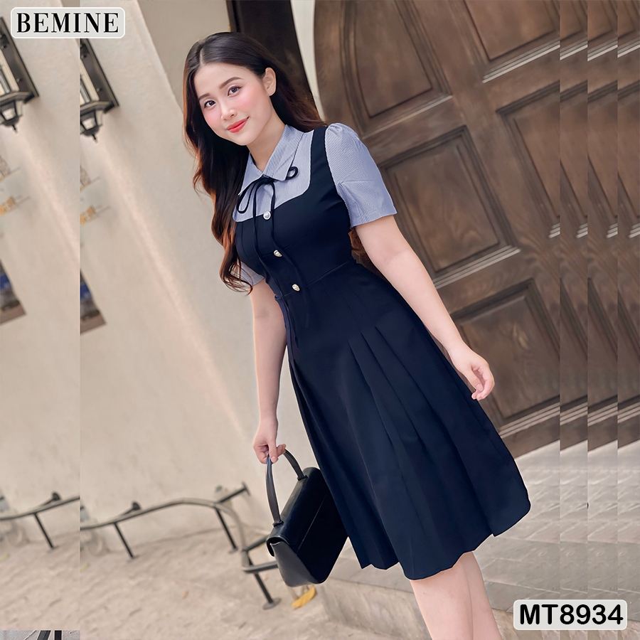 Ảnh Đầm thiết kế phối cổ sơ mi tùng xếp ly BEMINE MT8934 4