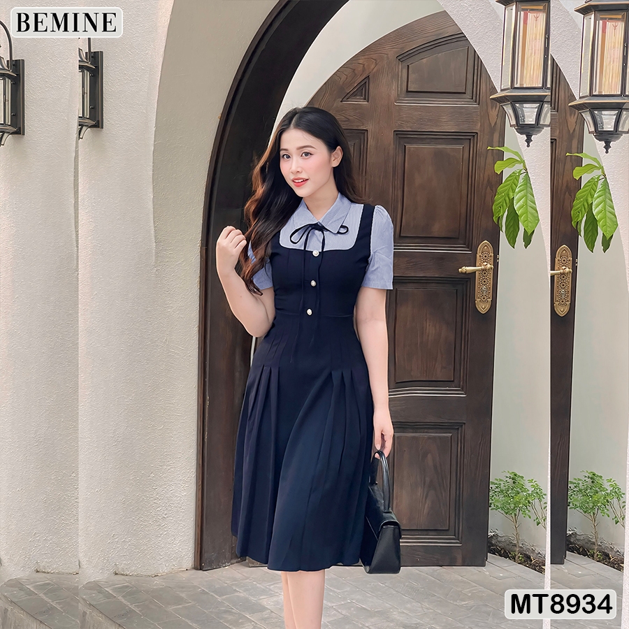 Ảnh Đầm thiết kế phối cổ sơ mi tùng xếp ly BEMINE MT8934 3