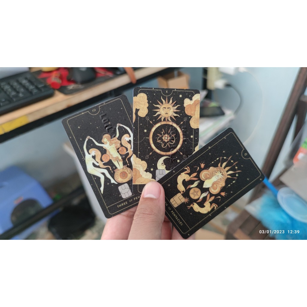 Miếng Dán Trang Trí TAROT SWORDS (BỘ 3) - Sticker Thẻ ATM (Thẻ Chung Cư, Thẻ Xe, Debit, Credit) NF2