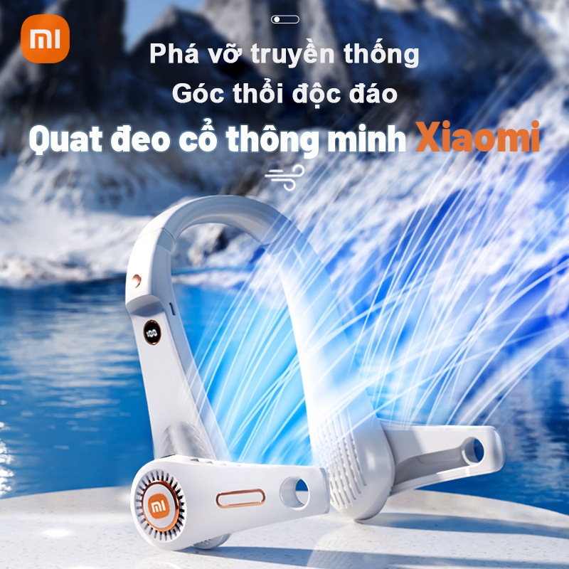 Quạt đeo cổ mini xiaomi thông minh quạt treo cổ usb gió mạnh thiết kế thân xoay cao cấp 5 tốc độ